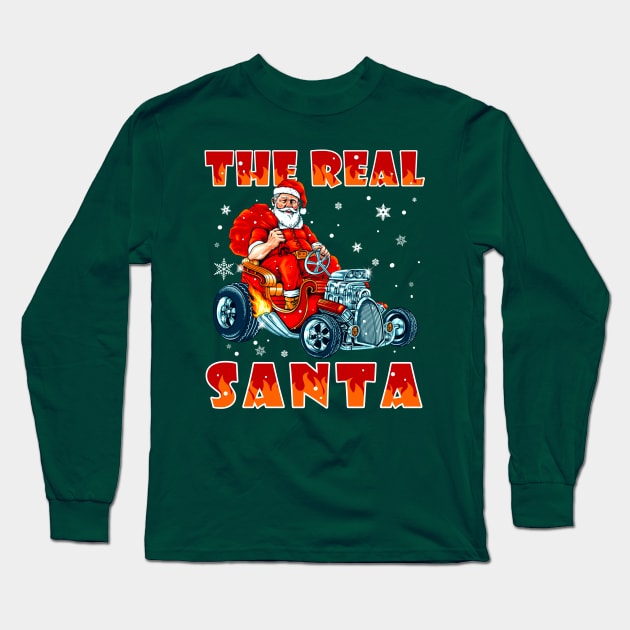 The Real Santa Driving The Hot Rod Car Long Sleeve T-Shirt by beelz